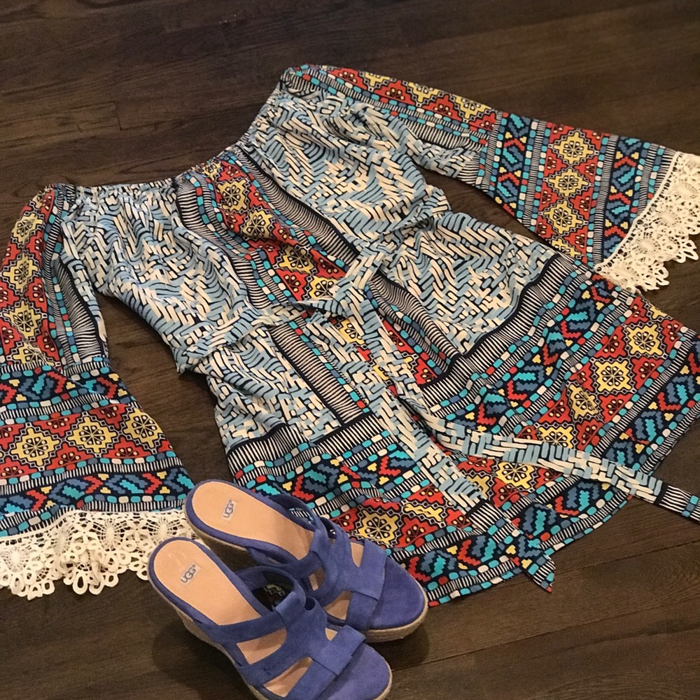 Fabulous off the shoulder bell-sleeved dress!